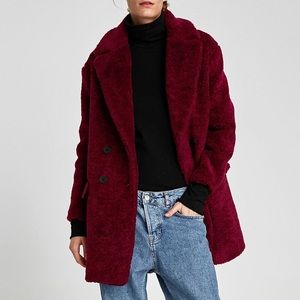 Zara Maroon teddy coat
